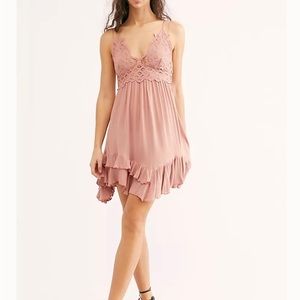 Free People Intimately Adela Blush Lace Slip Dress New Medium